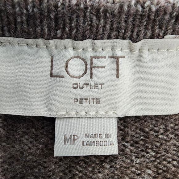 Loft Outlet Womens Sweater Faux Wrap Surplice Side Tie Brown Quiet Luxury MP - Picture 9 of 11